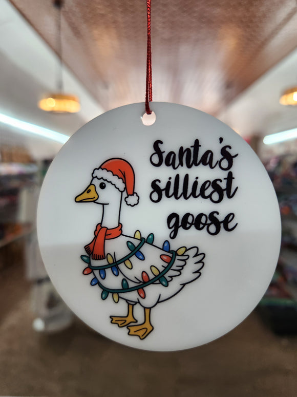 Santa's Silliest Goose Christmas Ornament