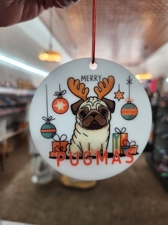 Pugmas Christmas Ornament