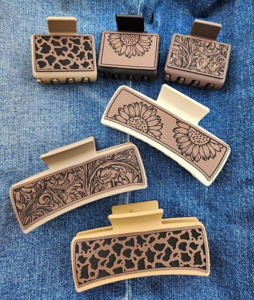 Leatherette Hair Claw Clips