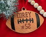Sports Personalized Stocking Tag/Ornament Laser cut and engraved
