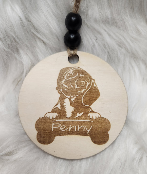 Dachshund Personalized Laser Cut and Engraved Wood Ornament