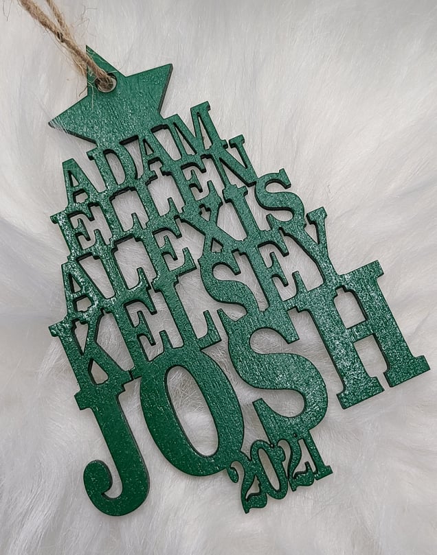Names in the shape of a tree Personalized Laser Cut and Engraved Wood ...
