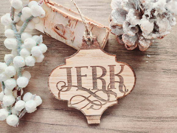 Arabesque Jerk Laser Cut and Engraved Wood Ornament