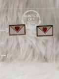 Valentine Mail Evelope Earring Studs Laser Cut Wood Handmade