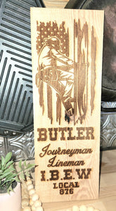 Personalized Lineman Plaque from Cedar Power Poles