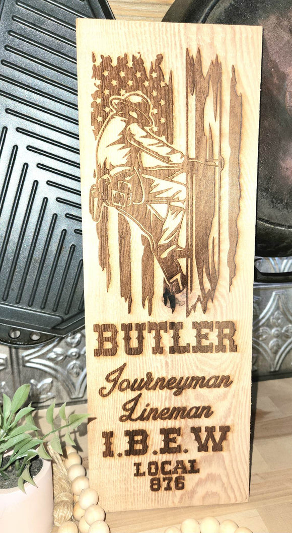 Personalized Lineman Plaque from Cedar Power Poles