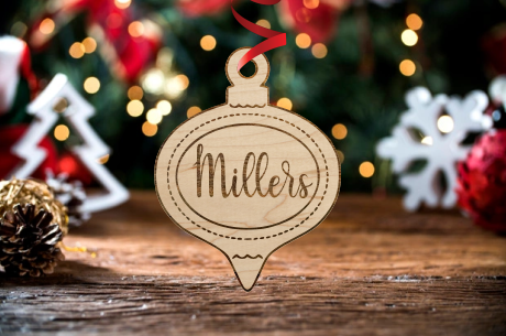 Laser engraved Personalized Wood Arabesque Ornament